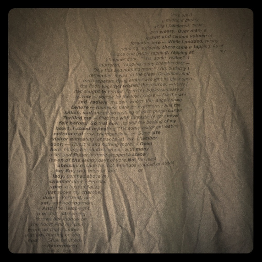 Edgar Allen Poe Raven Graphic T Shirt Typeset Bird